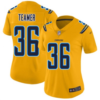 Los Angeles Chargers NFL Football Roderic Teamer Gold Jersey Women Limited #36 Inverted Legend->youth nfl jersey->Youth Jersey